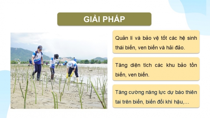 Giáo án điện tử Địa lí 9 chân trời Bài 23: Phát triển tổng hợp kinh tế và bảo vệ tài nguyên, môi trường biển đảo (P2)