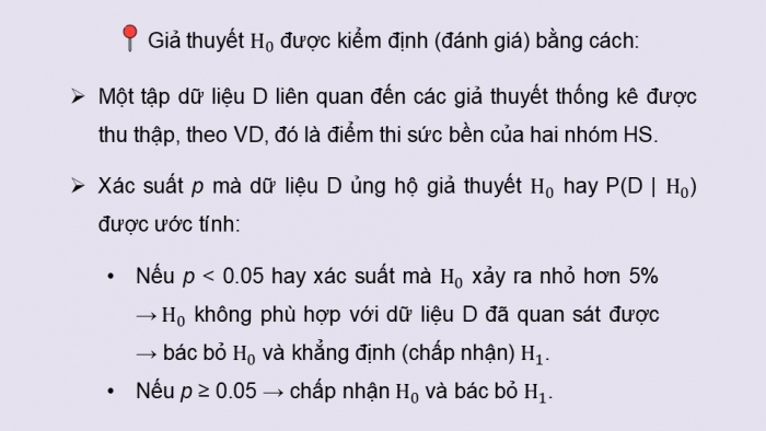 Giáo án điện tử chuyên đề Tin học ứng dụng 12 cánh diều Bài 7: Kiểm định giả thuyết thống kê và phân tích tương quan tuyến tính