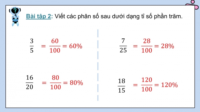 Giáo án PPT dạy thêm Toán 5 Chân trời bài 56: Tỉ số phần trăm