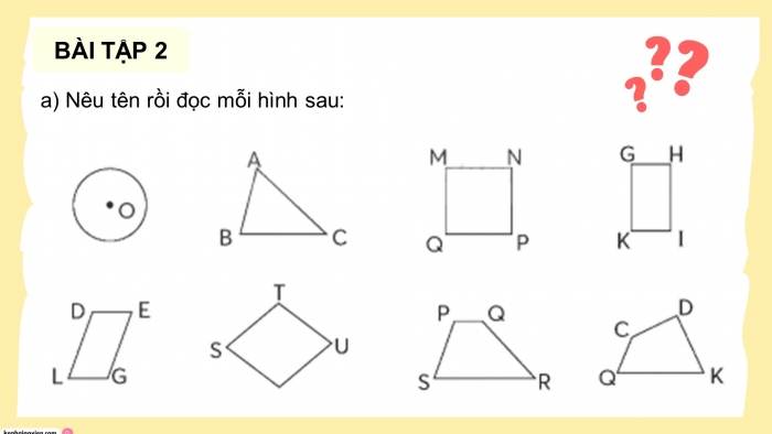 Giáo án điện tử Toán 5 chân trời Bài 94: Ôn tập hình phẳng và hình khối