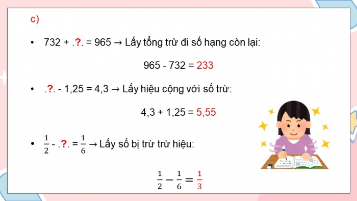 Giáo án điện tử Toán 5 chân trời Bài 90: Ôn tập phép cộng, phép trừ