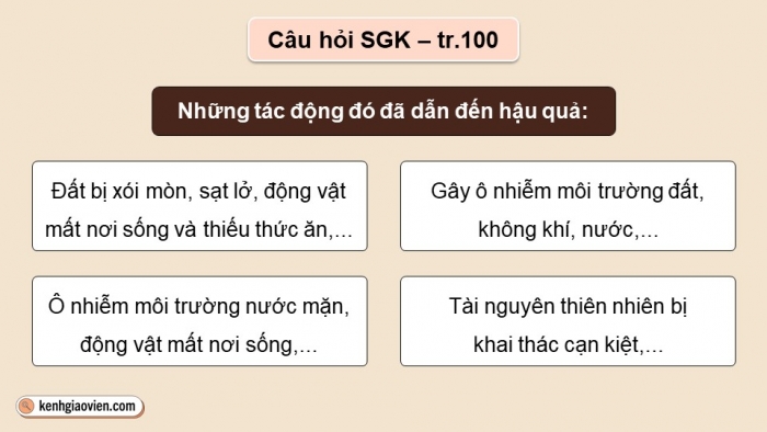 Giáo án điện tử Khoa học 5 chân trời Bài 29: Tác động của con người đến môi trường