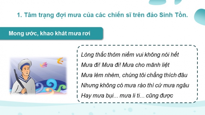 Giáo án điện tử Ngữ văn 12 chân trời Bài 9: Đợi mưa trên đảo Sinh Tồn (Trần Đăng Khoa)