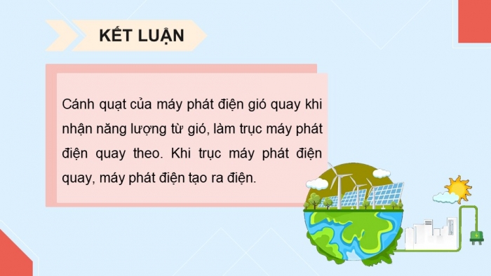 Giáo án điện tử Công nghệ 5 cánh diều Bài 9: Mô hình máy phát điện gió