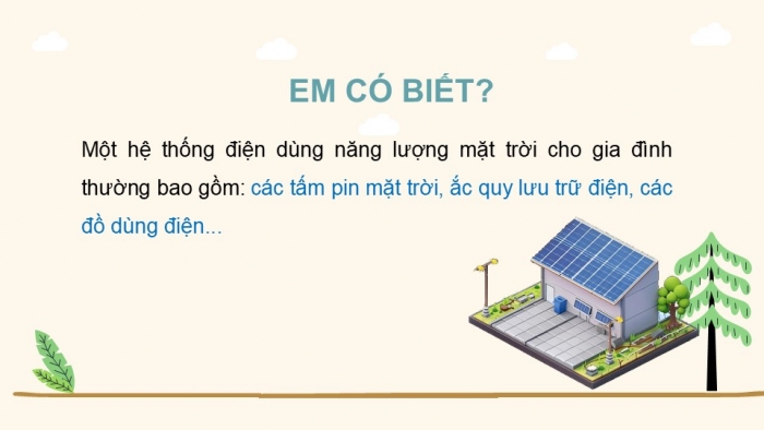 Giáo án điện tử Công nghệ 5 cánh diều Bài 10: Mô hình điện mặt trời