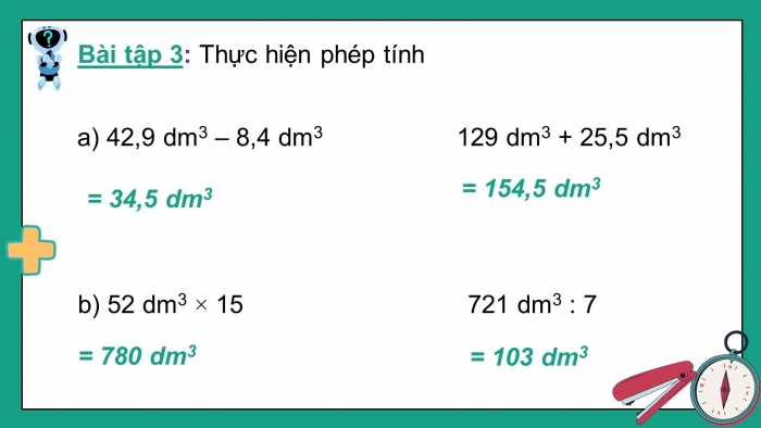 Giáo án PPT dạy thêm Toán 5 Chân trời bài 71: Đề-xi-mét khối