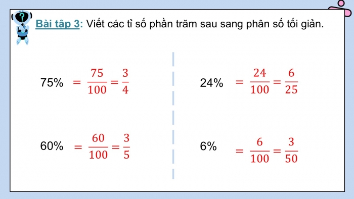 Giáo án PPT dạy thêm Toán 5 Chân trời bài 56: Tỉ số phần trăm