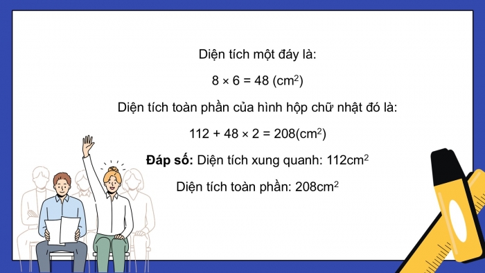 Giáo án PPT dạy thêm Toán 5 Chân trời bài 65: Diện tích xung quanh và diện tích toàn phần của hình hộp chữ nhật