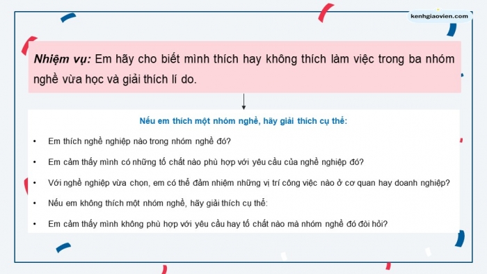 Giáo án điện tử Tin học 9 cánh diều Chủ đề G Bài 3: Thực hành tìm hiểu thông tin về các nhóm nghề