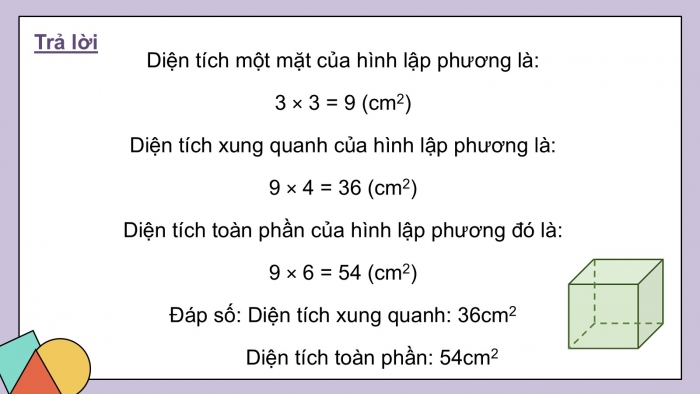 Giáo án PPT dạy thêm Toán 5 Chân trời bài 66: Diện tích xung quanh và diện tích toàn phần của hình lập phương