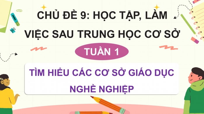 Giáo án điện tử Hoạt động trải nghiệm 9 cánh diều Chủ đề 9 - Hoạt động giáo dục 1: Tìm hiểu các cơ sở giáo dục nghề nghiệp