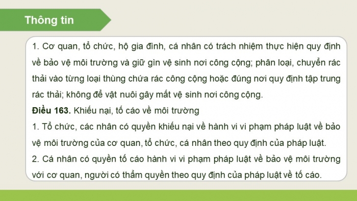 Giáo án điện tử Kinh tế pháp luật 12 cánh diều Bài 14: Quyền và nghĩa vụ của công dân trong bảo vệ môi trường và tài nguyên thiên nhiên