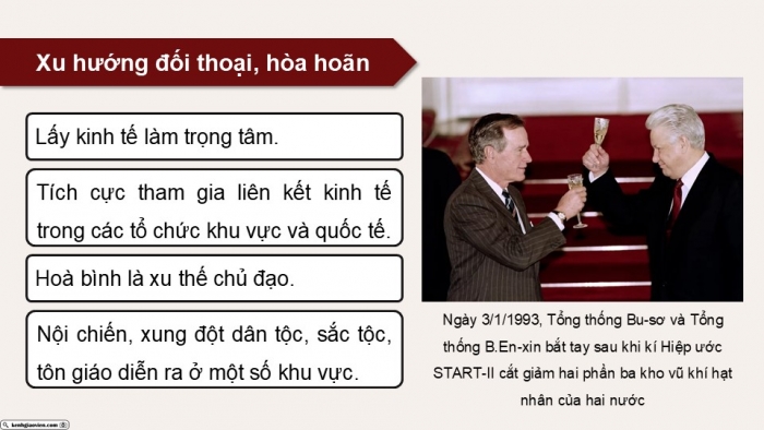 Giáo án điện tử Lịch sử 9 kết nối Bài 19: Trật tự thế giới mới từ năm 1991 đến nay. Liên bang Nga và nước Mỹ từ năm 1991 đến nay