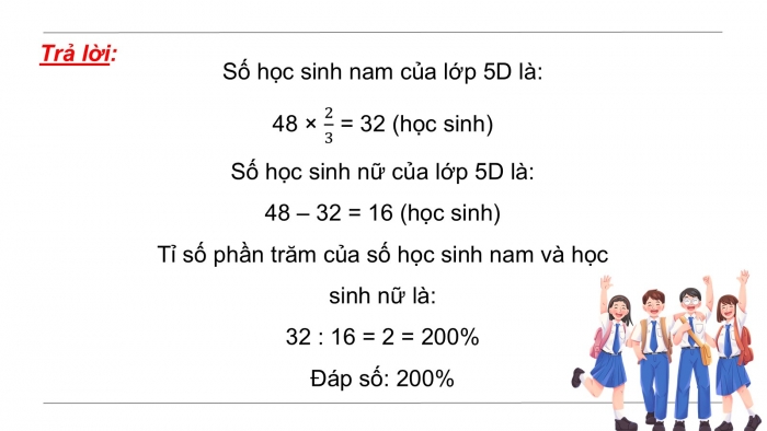 Giáo án PPT dạy thêm Toán 5 Chân trời bài 57: Tính tỉ số phần trăm của hai số