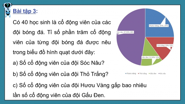 Giáo án PPT dạy thêm Toán 5 Chân trời bài 62: Biểu đồ hình quạt tròn