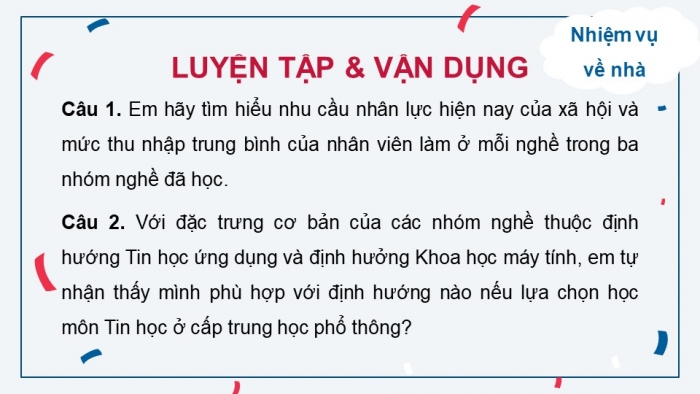 Giáo án điện tử Tin học 9 cánh diều Chủ đề G Bài 3: Thực hành tìm hiểu thông tin về các nhóm nghề