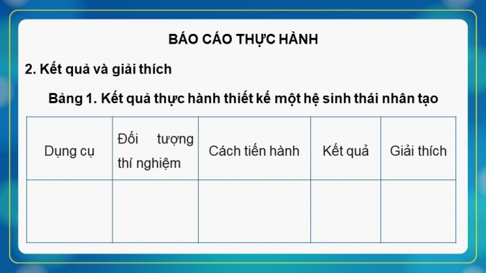 Giáo án điện tử Sinh học 12 kết nối Bài 32: Thực hành Thiết kế một hệ sinh thái nhân tạo