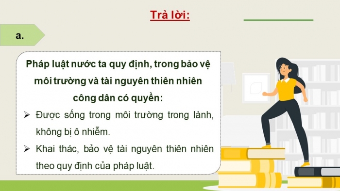 Giáo án điện tử Kinh tế pháp luật 12 cánh diều Bài 14: Quyền và nghĩa vụ của công dân trong bảo vệ môi trường và tài nguyên thiên nhiên