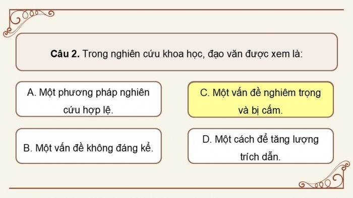 Giáo án điện tử Ngữ văn 9 cánh diều Bài 10: Một số lưu ý về trích dẫn tài liệu để tránh đạo văn