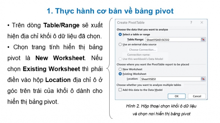 Giáo án điện tử chuyên đề Tin học ứng dụng 12 cánh diều Bài 3: Dùng bảng pivot để phân tích thống kê