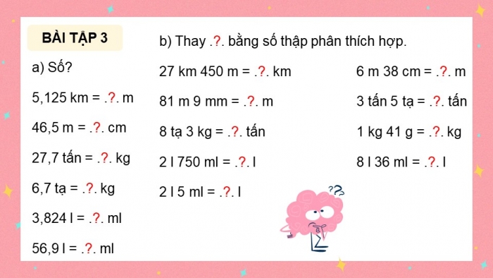 Giáo án điện tử Toán 5 chân trời Bài 95: Ôn tập độ dài, khối lượng, dung tích, nhiệt độ, tiền Việt Nam