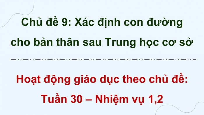 Giáo án điện tử Hoạt động trải nghiệm 9 chân trời bản 1 Chủ đề 9 Tuần 30