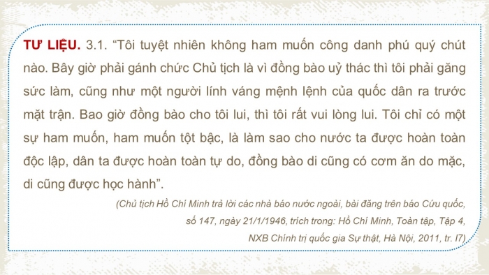 Giáo án điện tử Lịch sử 12 chân trời Bài 14: Khái quát về cuộc đời và sự nghiệp của Hồ Chí Minh (P2)