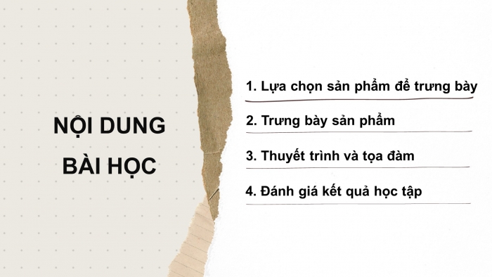 Giáo án điện tử Mĩ thuật 9 chân trời bản 1 Bài Tổng kết học kì II: Trưng bày sản phẩm mĩ thuật