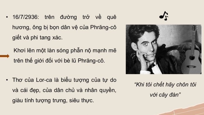 Giáo án điện tử Ngữ văn 12 cánh diều Bài 8: Đàn ghi ta của Lor-ca (Thanh Thảo)