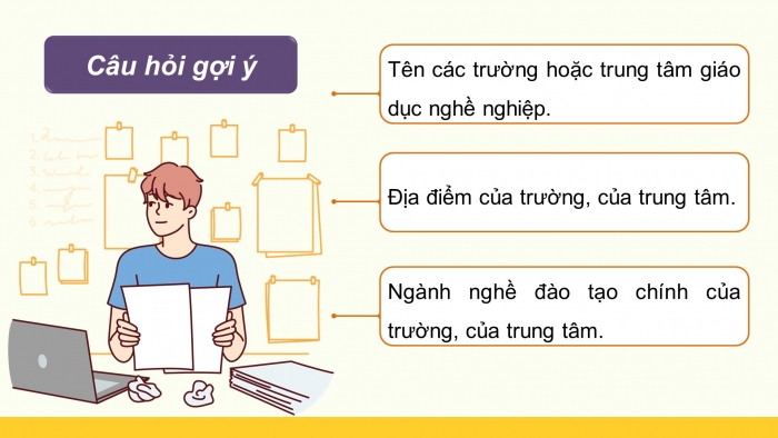 Giáo án điện tử Hoạt động trải nghiệm 9 cánh diều Chủ đề 9 - Hoạt động giáo dục 1: Tìm hiểu các cơ sở giáo dục nghề nghiệp