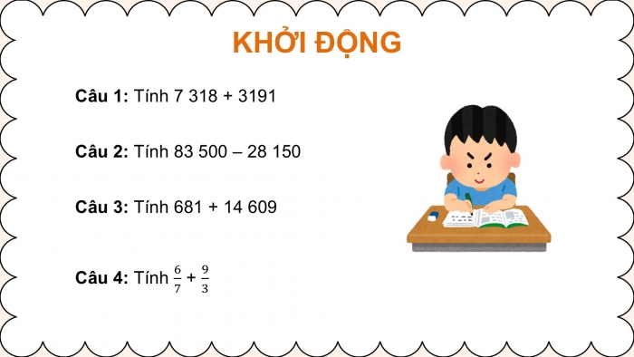 Giáo án điện tử Toán 5 kết nối Bài 69: Ôn tập các phép tính với số tự nhiên, phân số, số thập phân