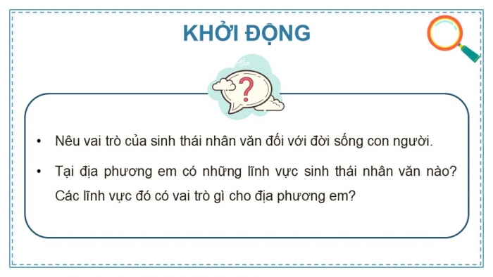 Giáo án điện tử chuyên đề Sinh học 12 chân trời Bài 10 Dự án: Điều tra tìm hiểu về một trong các lĩnh vực sinh thái nhân văn tại địa phương