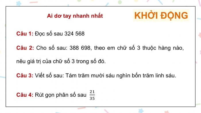 Giáo án điện tử Toán 5 kết nối Bài 75: Ôn tập chung