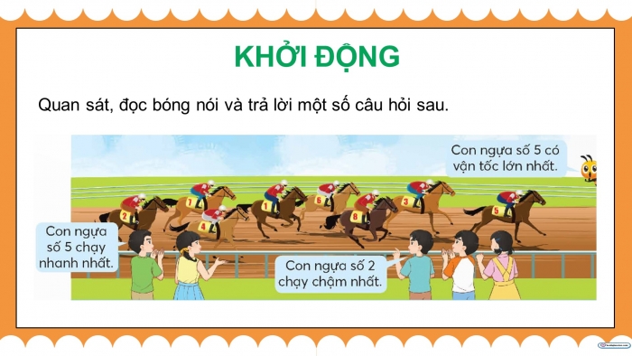 Giáo án điện tử Toán 5 chân trời Bài 83: Vận tốc