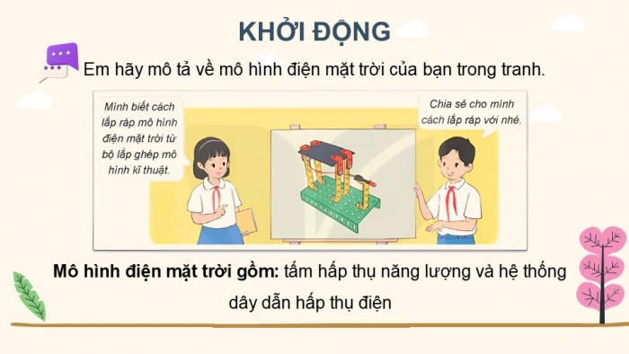 Giáo án điện tử Công nghệ 5 kết nối Bài 9: Mô hình điện mặt trời