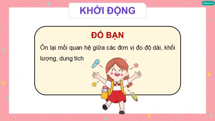 Giáo án điện tử Toán 5 chân trời Bài 95: Ôn tập độ dài, khối lượng, dung tích, nhiệt độ, tiền Việt Nam