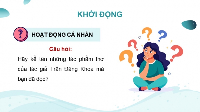 Giáo án điện tử Ngữ văn 12 chân trời Bài 9: Đợi mưa trên đảo Sinh Tồn (Trần Đăng Khoa)