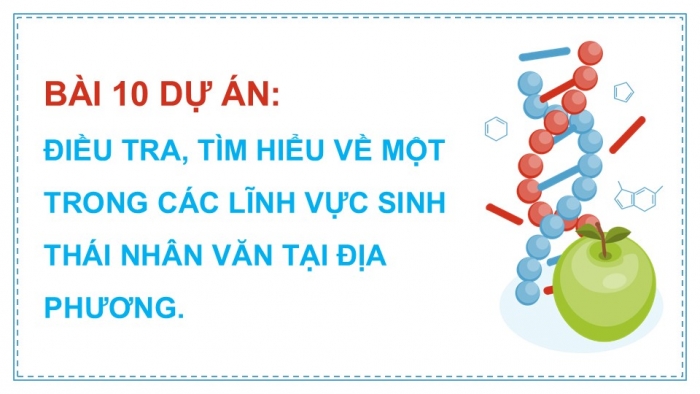 Giáo án điện tử chuyên đề Sinh học 12 chân trời Bài 10 Dự án: Điều tra tìm hiểu về một trong các lĩnh vực sinh thái nhân văn tại địa phương