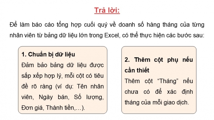 Giáo án điện tử chuyên đề Tin học ứng dụng 12 cánh diều Bài 3: Dùng bảng pivot để phân tích thống kê