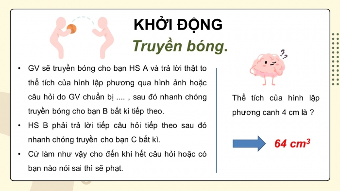 Giáo án PPT dạy thêm Toán 5 Chân trời bài 74: Thể tích hình lập phương