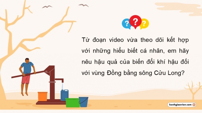 Giáo án điện tử Địa lí 12 cánh diều Bài 26: Thực hành Tìm hiểu ảnh hưởng của biến đổi khí hậu đối với Đồng bằng sông Cửu Long và các biện pháp ứng phó