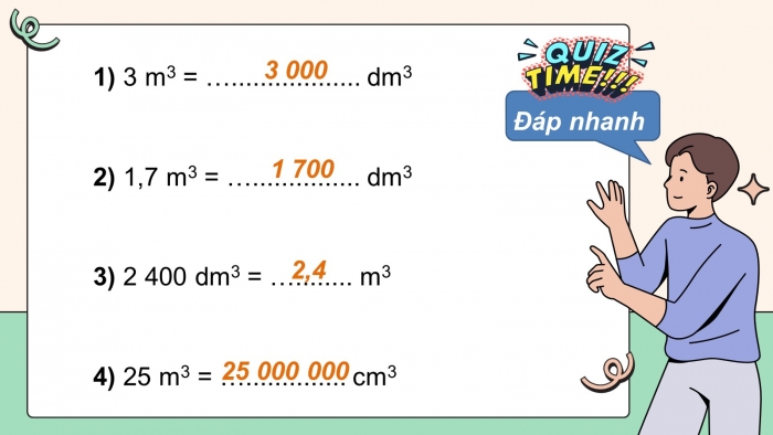 Giáo án PPT dạy thêm Toán 5 Chân trời bài 72: Mét khối