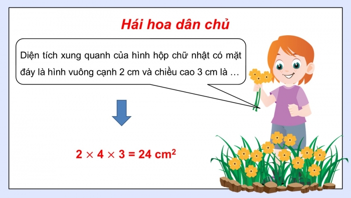 Giáo án PPT dạy thêm Toán 5 Chân trời bài 65: Diện tích xung quanh và diện tích toàn phần của hình hộp chữ nhật