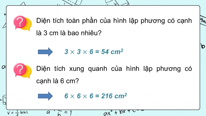 Giáo án PPT dạy thêm Toán 5 Chân trời bài 66: Diện tích xung quanh và diện tích toàn phần của hình lập phương