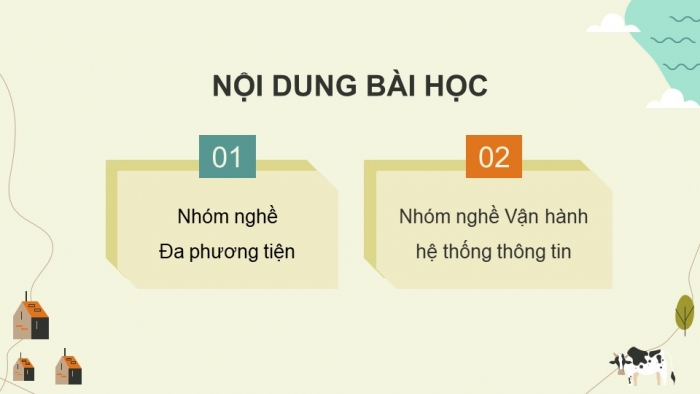 Giáo án điện tử Tin học 9 cánh diều Chủ đề G Bài 2: Nhóm nghề Đa phương tiện và nhóm nghề Vận hành hệ thống thông tin