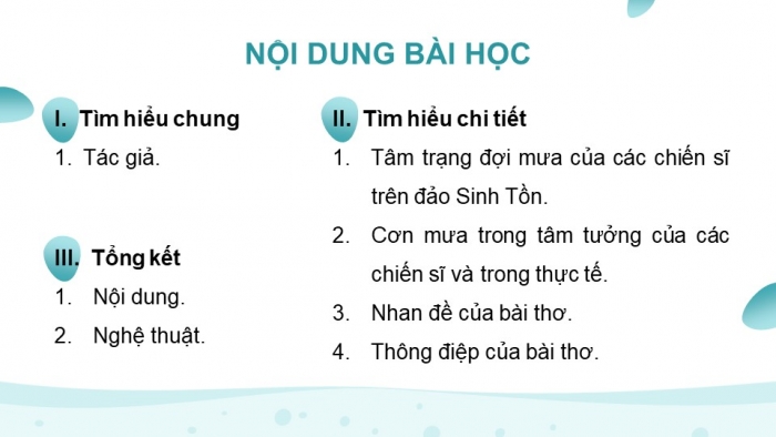 Giáo án điện tử Ngữ văn 12 chân trời Bài 9: Đợi mưa trên đảo Sinh Tồn (Trần Đăng Khoa)