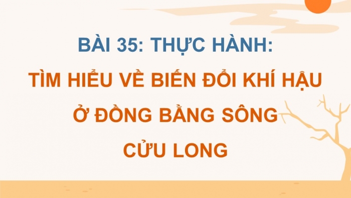 Giáo án điện tử Địa lí 12 chân trời Bài 35: Thực hành Tìm hiểu về biến đổi khí hậu ở Đồng bằng sông Cửu Long