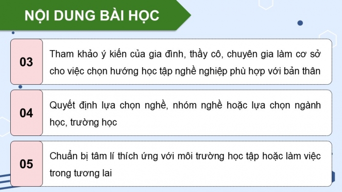 Giáo án điện tử Hoạt động trải nghiệm 12 chân trời bản 2 Chủ đề 8: Quyết định lựa chọn nghề nghiệp cho bản thân (P2)