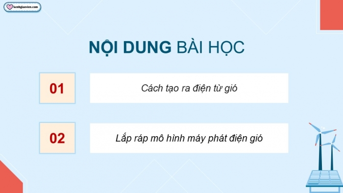 Giáo án điện tử Công nghệ 5 cánh diều Bài 9: Mô hình máy phát điện gió