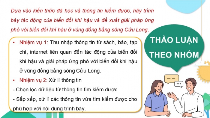 Giáo án điện tử Địa lí 9 cánh diều Bài 19: Thực hành Phân tích tác động của biến đổi khí hậu ở Đồng bằng sông Cửu Long